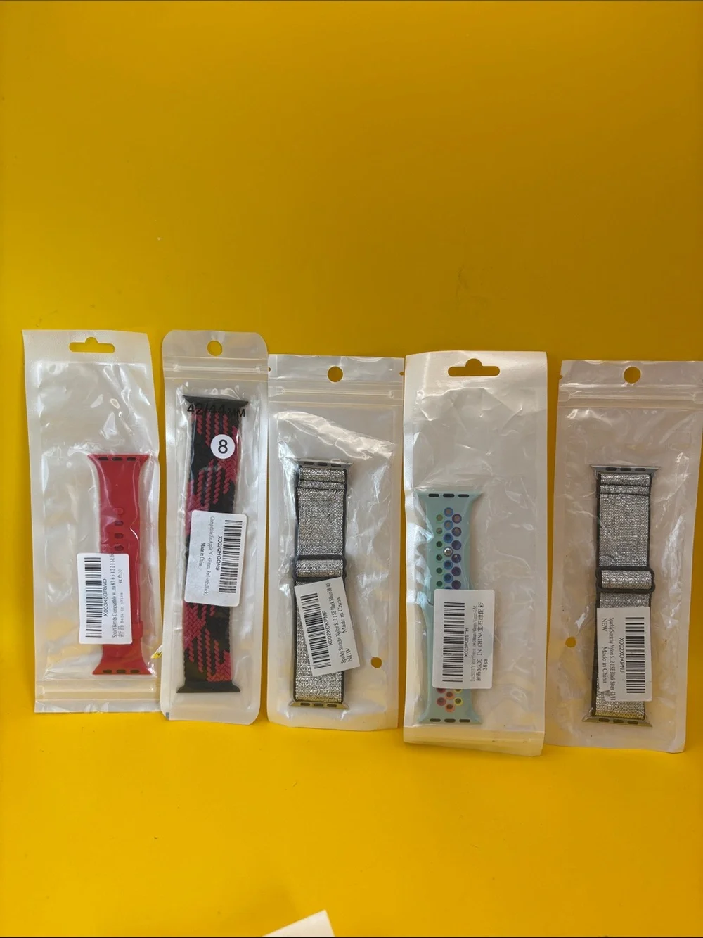 Five Smart Watch Bands. Assortment of colors
